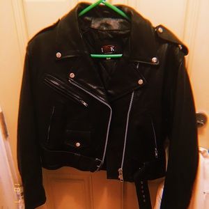 IK Real Leather Women's Biker Jacket BLACK